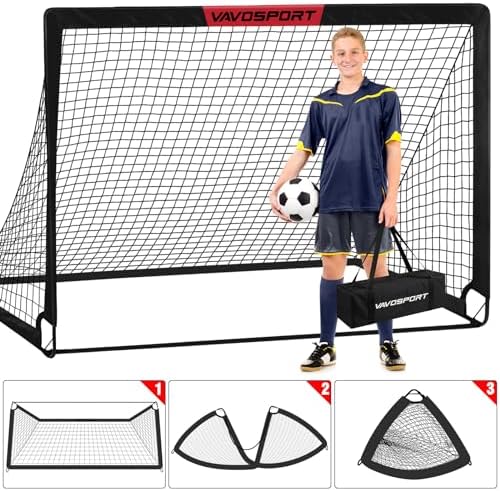 Kids Soccer Goals for Backyard Set - 2 of 6x4 ft Portable Soccer Goal Training Equipment, Practice Soccer Net with Soccer Ball, Cones, Bag, Soccer Set for Kids Youth Toddler Games, Sports Outdoor Play - 4