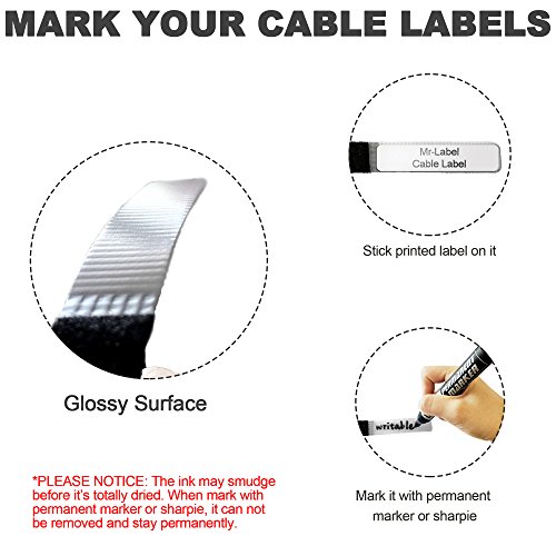 Mr-Label - Cinch Straps Reusables para Escribir 1/2" - Sujeción Rápida y Organización de Cables (20 piezas) miniatura 2