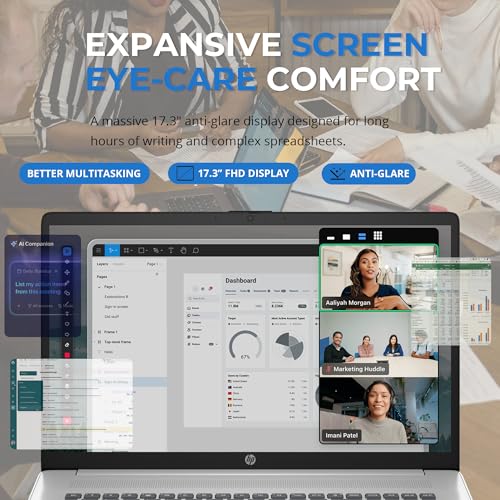Image of HP 17 Laptop for Office Business - 64 GB RAM, 2 TB SSD, Intel i5-1334U(Up to 4.6 GHz), 17.3 inch FHD Display, Backlit Keyboard, Fingerprint Reader, Privacy Webcam, Windows 11 Pro, Bundle AI Voice Recorder