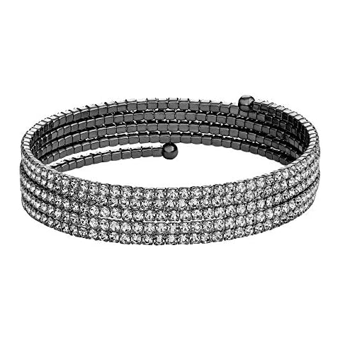 Collection Bijoux 100 Womens Ladies Fashion Accessories Jewelry Black Rhodium Plated 5 Row Wire Bangle Bracelet Cover