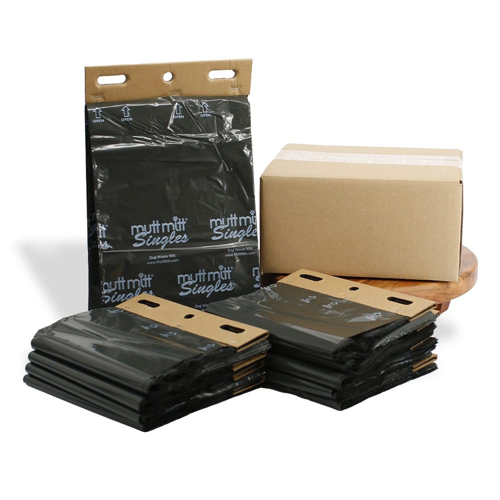 Mutt Mitt® Singles Dog Waste Header Bags multi-product listing - 1,000 Mutt Mitt® Singles Bags perfect for 2 Dog Waste Stations - Single-Ply, thick bag with a bottom gusset, for safer, easier pick-up