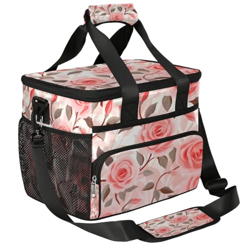 Pinks Rose Insulated Picnic Backpack Lunch Box for Women Men Picnic Basket Tote Lunch Bag Picnic Bag Portable Lunch Bags for Picnic, Beach, Work, Trip,Office, Camp Beautiful Roses