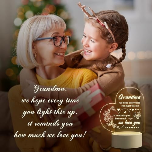 Image of Gifzy Gifts for Grandma, Grandma Gifts - Engraved Night Light, Grandmother Birthday Gift, Christmas Thanksgiving Mothers Day Gift for Grand ma, Nana, Grammy, Grandmother