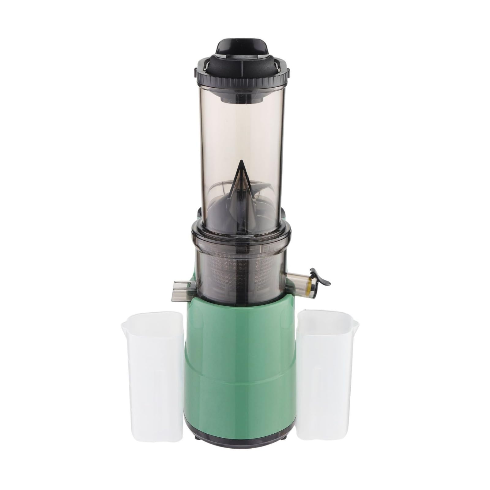 Extracteur de Jus Électrique Appareil à Jus Masticateur à Basse Double Chambre avec Gobelets Séparés Anti Bourrage et Tube d'Alimentation, Vert, Extracteur De Jus Vertical