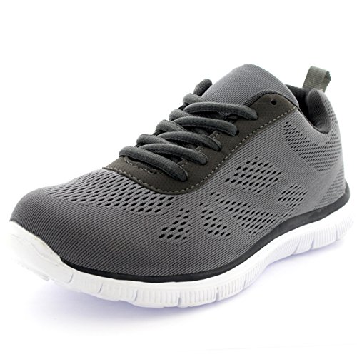 Get Fit Mens Mesh Running Trainers Athletic Walking Gym Shoes Sport Run - Grey - 10
