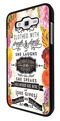 215 - Floral Shabby Chic Christian Quote She Is Clothed Design For Samsung Galaxy Core Prime G360 Fashion Trend CASE Back COVER Plastic&Thin Metal - Black image 2
