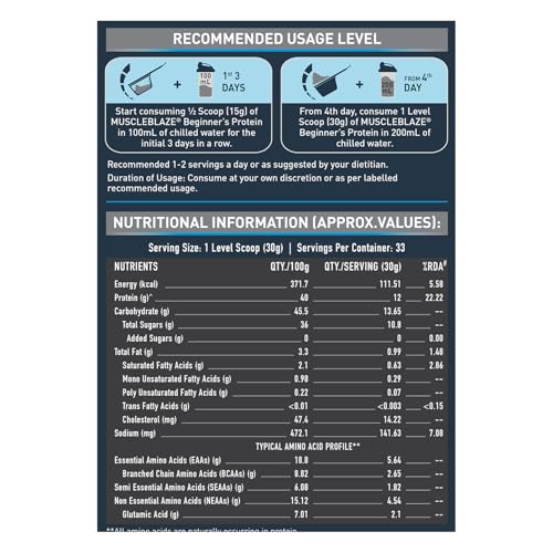 MuscleBlaze Beginner's Whey Protein (Chocolate, 1 kg / 2.2 lb) No Added Sugar, Faster Muscle Recovery & Improved Strength - Image 3