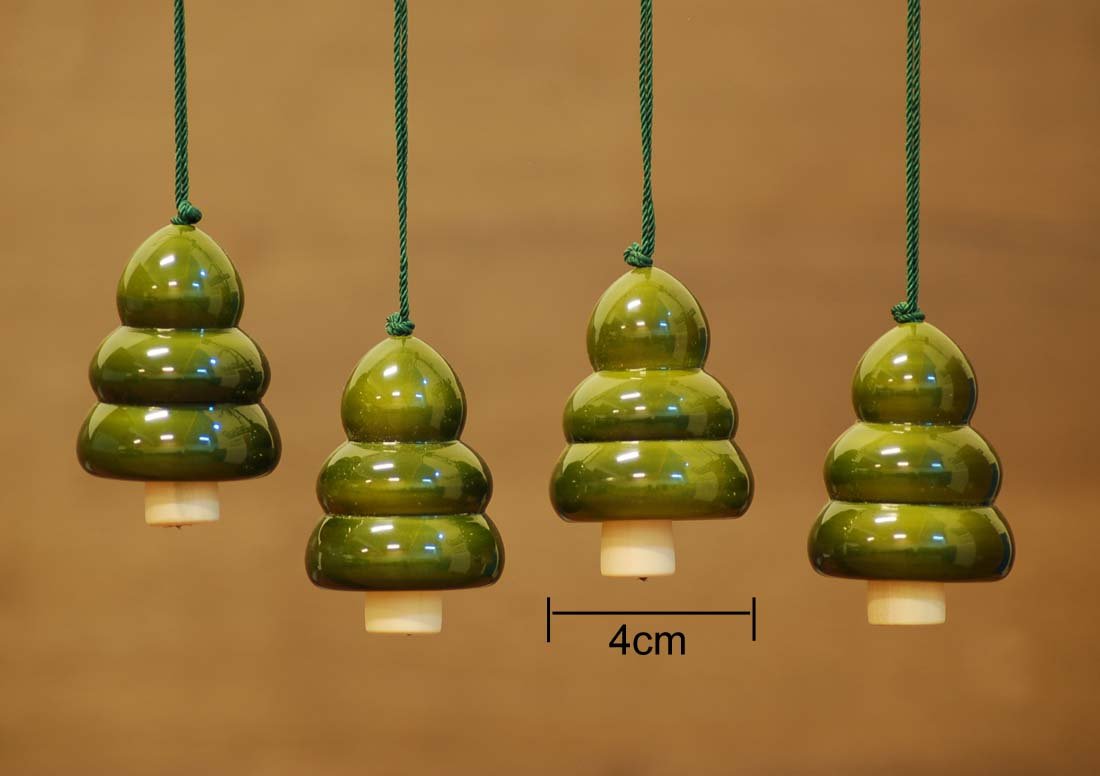 Maya Organic Handcrafted Wooden Christmas Decor : Tree Bells - Green (Set of 4) - Image 2 thumbnail