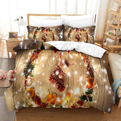 Parure de lit Super King de luxe en microfibre de Noël effet 3D - 3