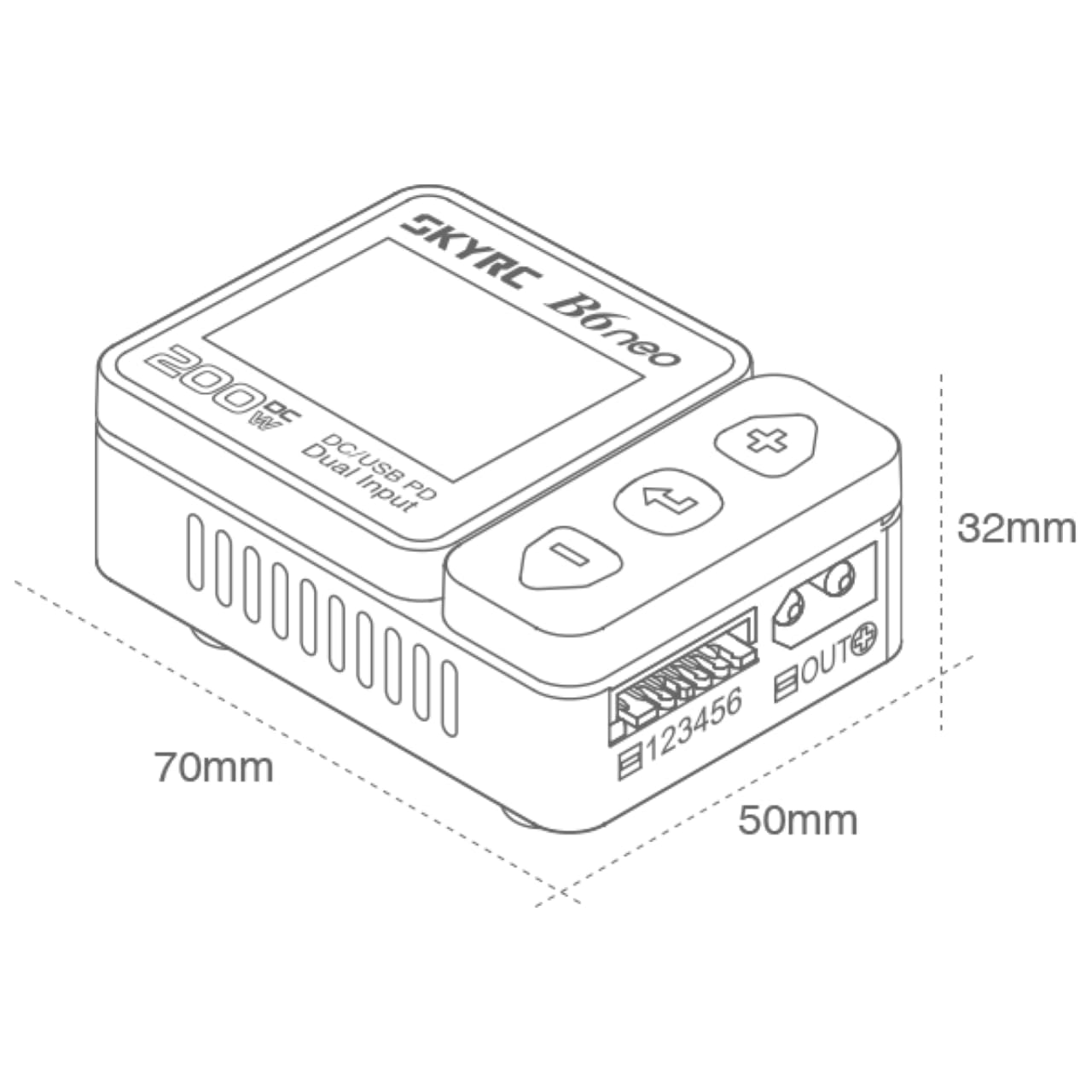 SKYRC B6 Neo2: Balance Lipo Cargador de batería para 1S-6S Lipo/Li-Ion/LiHV, 1-15S NiMH/NiCd - DC 300W, PD 80W, cargador de batería inteligente, descargador y almacenamiento (azul-rojo)