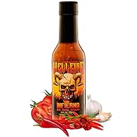 Vista 11 de Hellfire Hot Sauce Infierno De Ajo Verde - Salsa Verde de ajo Gourmet Salsa picante con pimientos verdes Carolina Reaper, 5 onzas