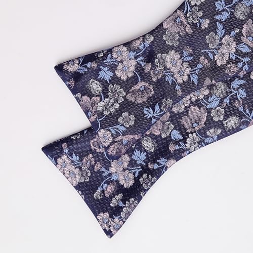 Image of Alizeal Mens 2pcs Floral Bow Tie Set | Self-tied Elegant Pocket Square Set for Wedding