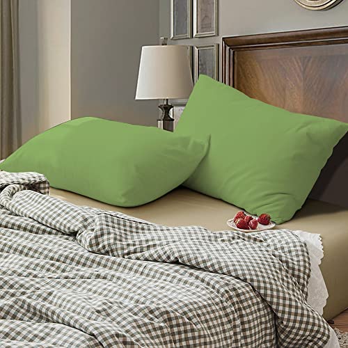Image of Soft Pillow Covers 18 x 28 Inches - 100% Egyptian Cotton 400 Thread Count Set of 2 Pillow Cover Set Envelope Closure Hotel Quality Pillowcase - Sage Green