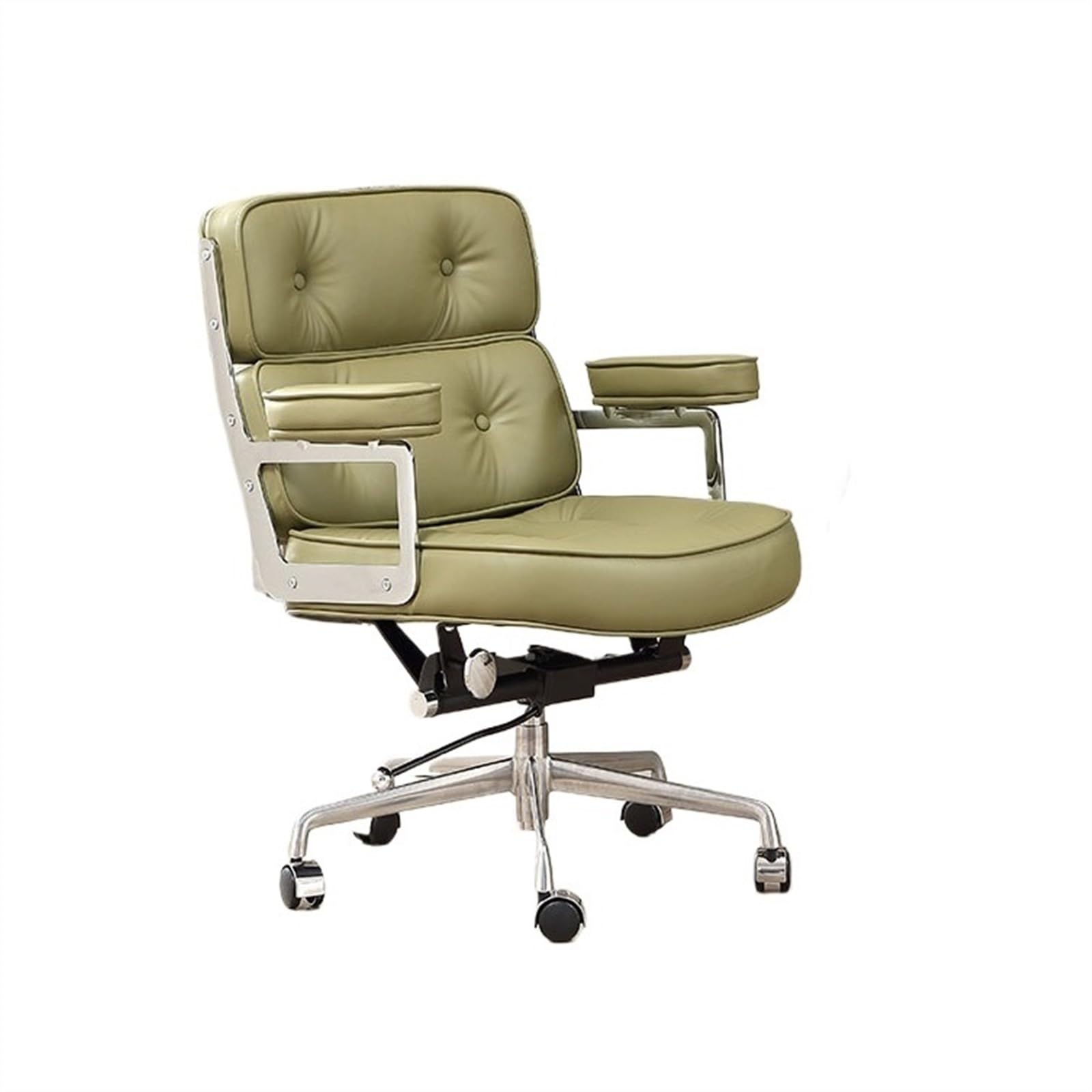 Sedia da Ufficio Sedia da scrivania in Pelle PU con Schienale Medio, Sedia operativa da Ufficio con braccioli, Sedia Regolabile con Ruote Sedia Comoda per Computer(Green)