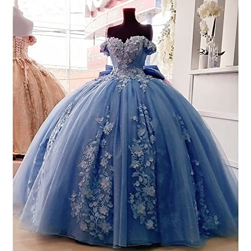 TRHTX Lace Beaded Quinceanera Dresses 2025 Puffy Off Shoulder Sweet 16 Dresses Flower Tulle Quince Dress WZY543