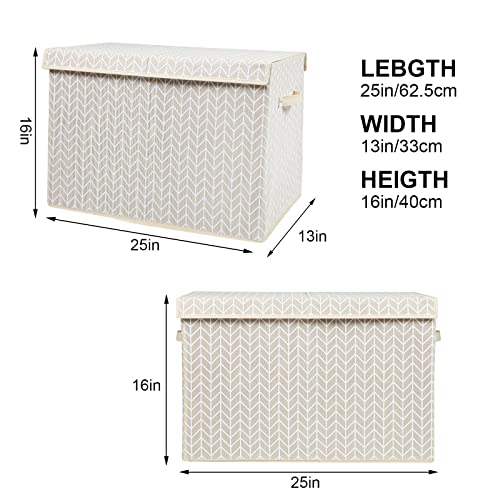 Image of Mayniu Kids Toy Storage Box Chest with Lid, Sturdy Toy Bin Organizer for Kids, Girls, Boys, Living Room, Nursery, Bedroom, Playroom 25 inchx13 inch x16 inch (Beige)