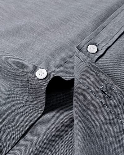Image of Alimens & Gentle Mens Solid Oxford Shirt Long Sleeve Dress Shirt Work Casual Button Down Shirts with Pocket