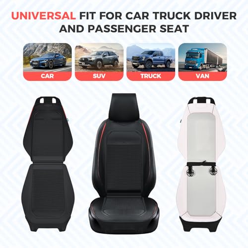 Image of FLORICH Leather Car Seat Covers Universal Car Seat Cushion Comfortable Automotive Seat Protector Fit for Car SUV Truck Van, Black&Red Line
