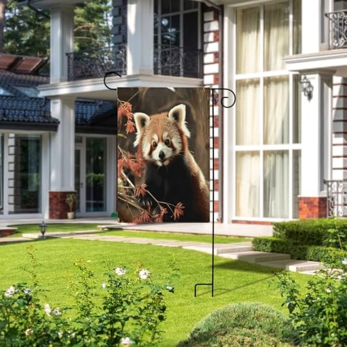 Bandera de jardín pequeña de panda rojo para decorar terrazas y patios 8