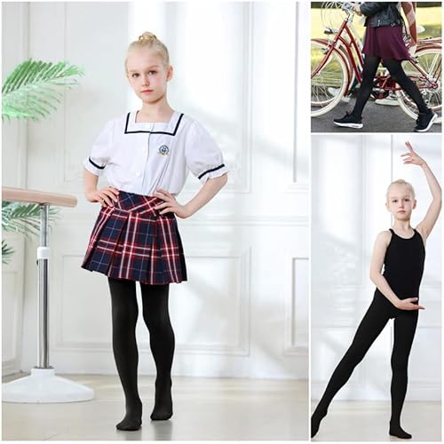 Dipug Girls Black Tights Toddler Dance Footed Kids Ballet School Uniform Opaque Stockings 5-8 #TOP4