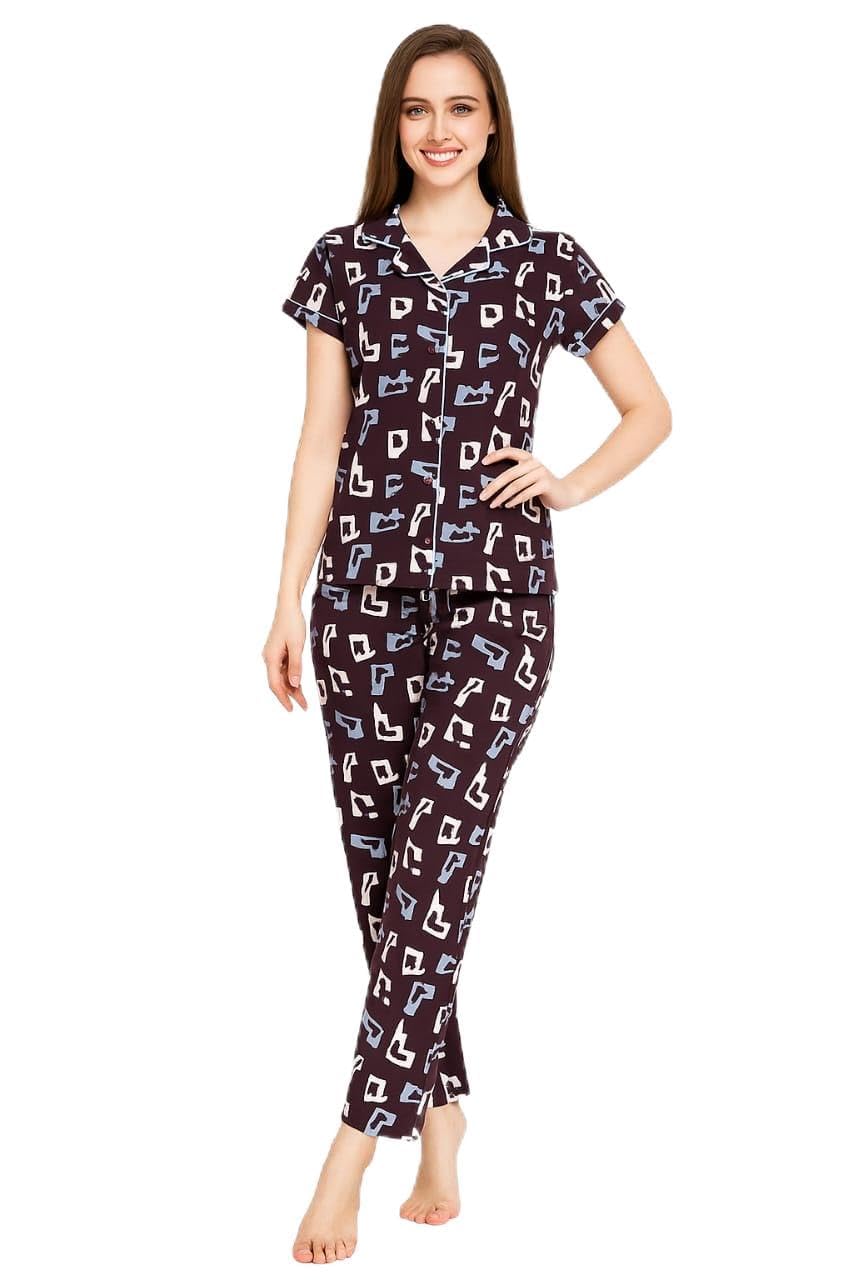 arkluxe Sinker Hosiery Cotton Women Night Suit Set of Shirt & Pajama Set-picture-44