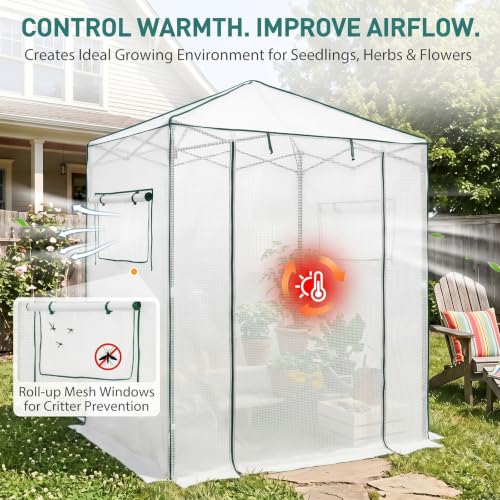 Image of EAGLE PEAK 6x4 Easy Setup Small Pop Up Greenhouse, Clear /White