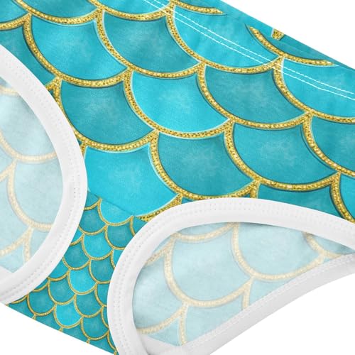 Turquoise Gold Glitter Mermaid Scale Toddler Girls's Underwear 2T 202c17444