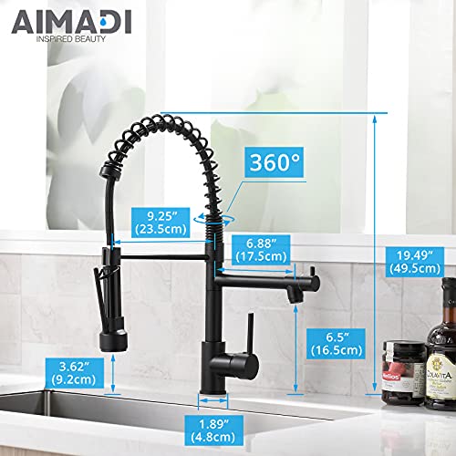 AIMADI Black Kitchen Faucet with Pull Down Sprayer,Single Handle by AIMADI - Used condition - Image 6
