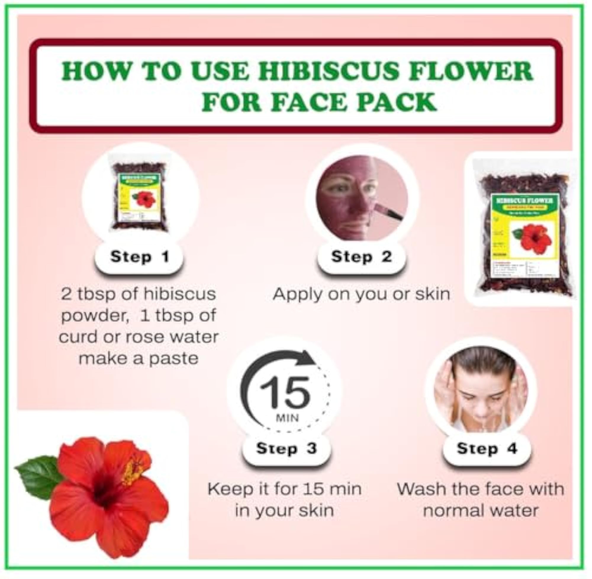 Natural Raw Hibiscus Flower, 25 grams
