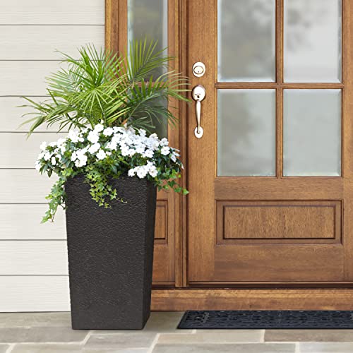 Tierra Verde Indoor & Outdoor Self-Watering Square Planter, Citadel Stucco, 13.5" x 26", Black - Planting Containers for Plants and Flowers - Gardening and Landscaping Accessories by Tierra Verde - Image 2