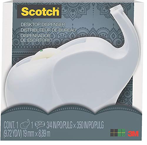 Scotch Brand Desktop Dispenser Clear Tape Dispenser, Gray, 3/4 in x 350 in (C43-ELPHT) - 1 Pack