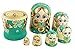 Winterworm Cute Little Girl with Big Braid Handmade Matryoshka Wishing Dolls Russian Nesting Dolls Set 7 Pieces Wooden Kids Gifts Toy Home Decoration Green