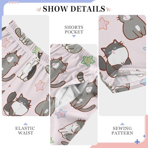 Cartoon Cat and Star Boys Pants for Kids Jogger Pants with Pockets S-XL4