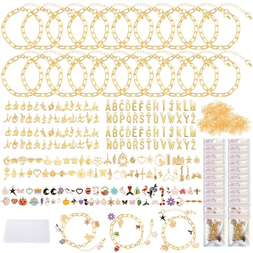 Kit de fabricación de pulseras de abalorios dorados de 545 piezas para bisutería