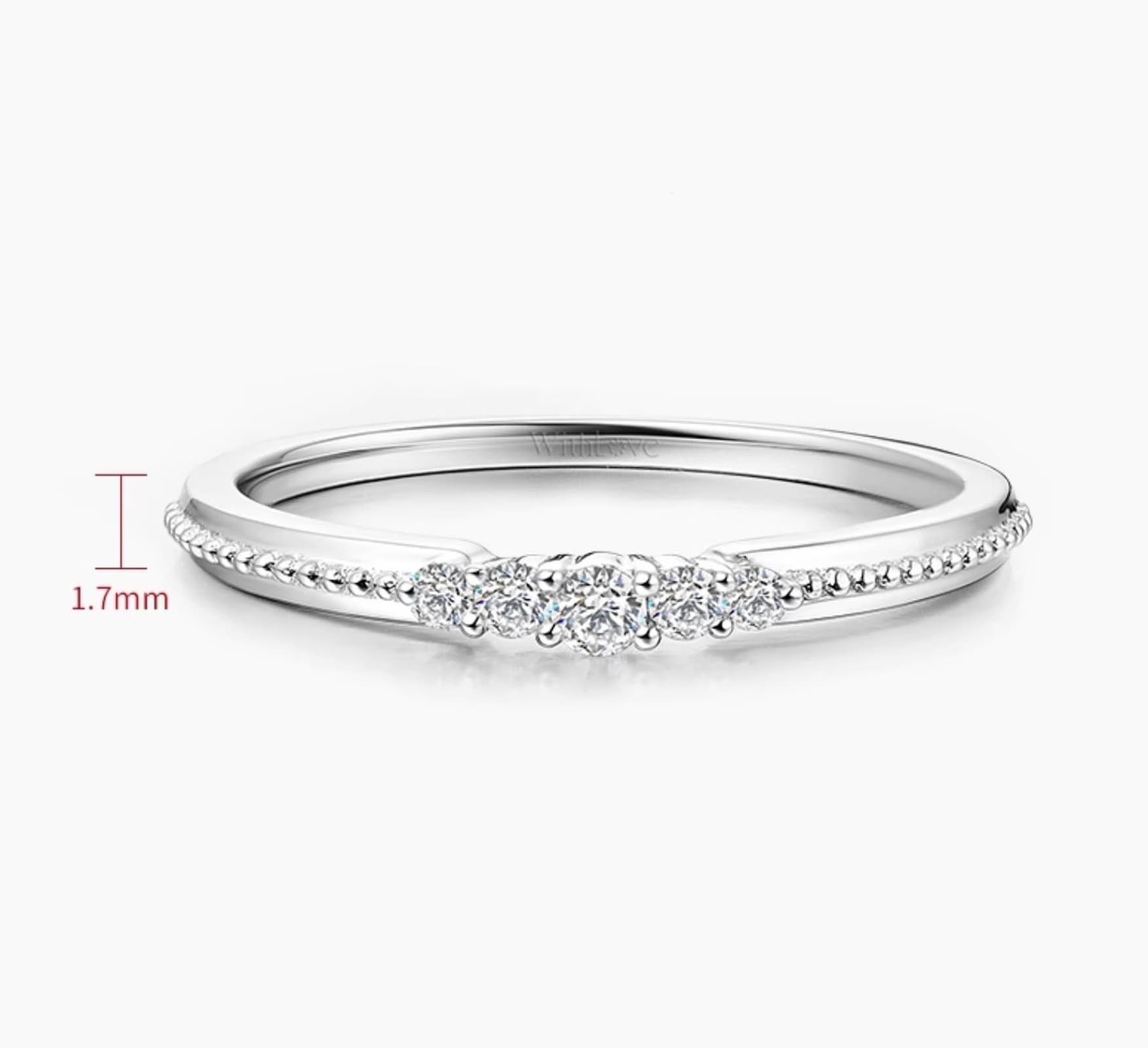 Wycian Veretta in Argento Anelli Diamanti Donna PT950 e Oro Bianco 9K/14K/18K con Diamante da 0,1 CT Numero Solido Non Placcato Aggiornamento 3.0 per Zia Nozze Gioielli