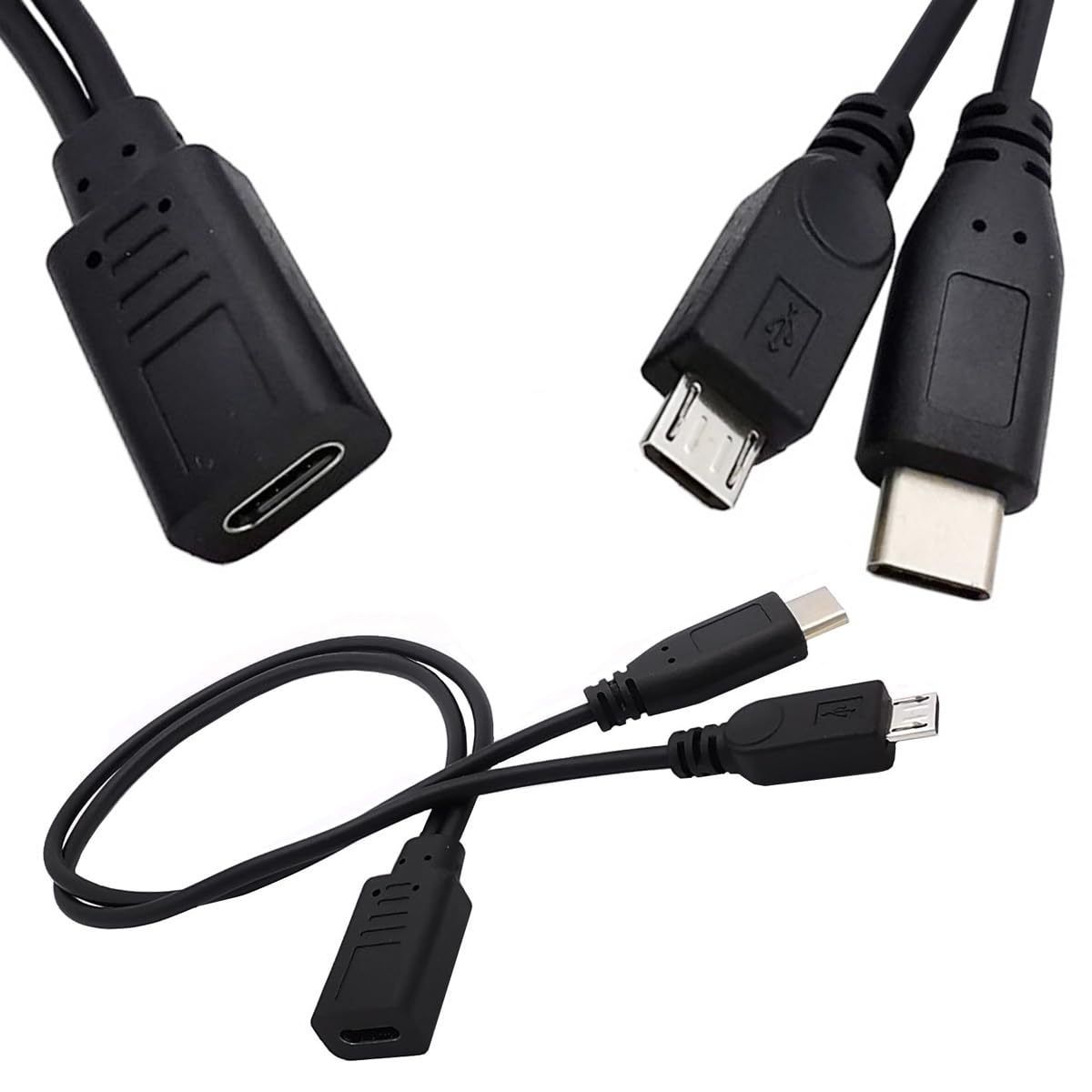 Amazon.co.jp: 2個入り USB-C メス to Type-Cオス & Micro USB 2分岐