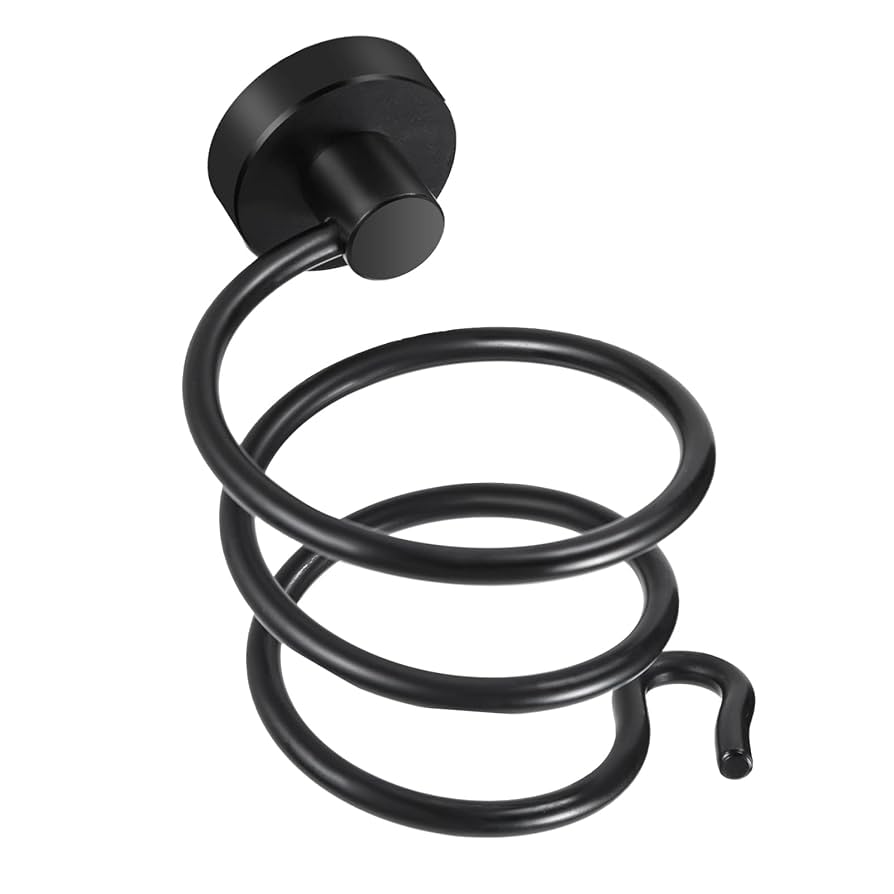 Hair Dryer Holder, Black Hairdryer Holder Station Wall Mounted Hair Dryer Rack Without Drilling, Self-adhesive Hair Dryer Stand Hair Styling Care Tool