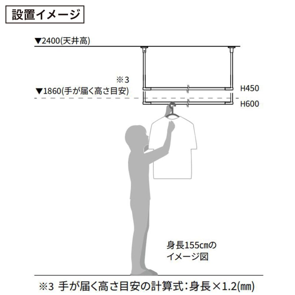 Amazon | 川口技研 ホスクリーン 室内用物干 BAR型 BAR1-6013-W 