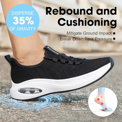 Image of Wide Toe Box Shoes Women Extra Wide Width Sneakers Air Cushion Road Running Shoes Ultra Light Tennis Gym Workout Training Shoes Breathable Walking Shoes with Arch Support