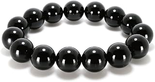 [『うさやusa-ya』] 鑑別済み AAA 黒水晶 モリオン ブレスレット 約１４ｍｍ