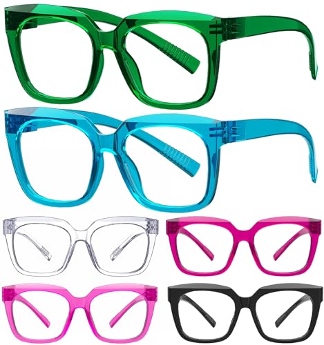 Image of Eyekepper Square Reading Glasses 0.50, Readers for Women, 6 Pack Oversized