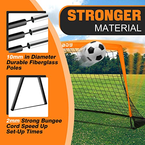 Runbow 6X4 Ft Portable Kids Soccer Goal For Backyard Practice Soccer Net With Carry Bag (6X4 Ft, Orange, 2 Pack) #TOP2