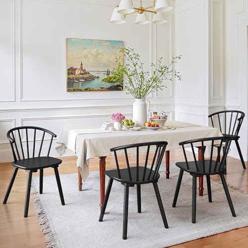 LUE BONA Black Dining Chairs Set of 4, Farmhouse Wood Dining Chai...