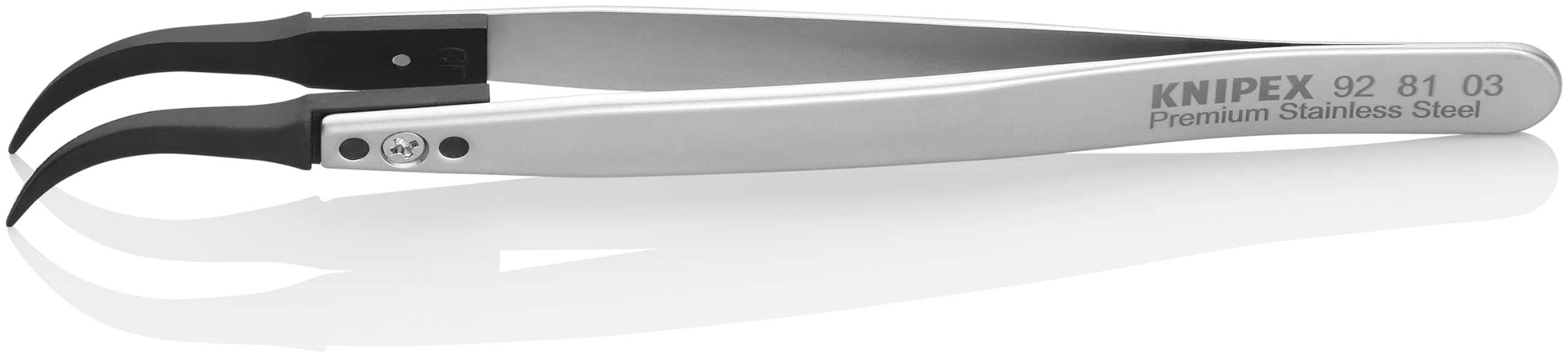 KNIPEX Pinzette mit Wechselspitzen ESD Mattiert Glatt 130 mm, 92 81 03