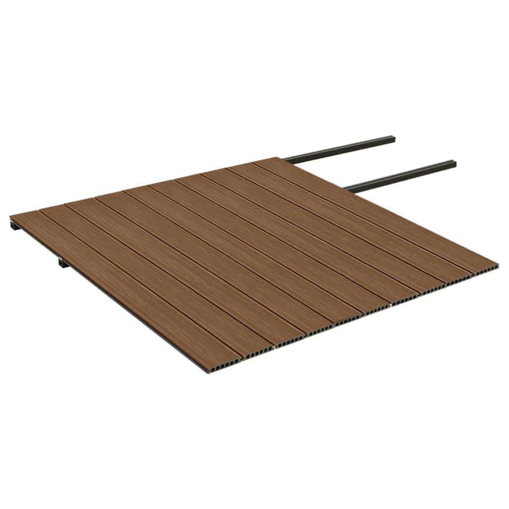 Lot de lames de terrasse WPC marron et gris avec accessoires 25 m² 4 m - Composite de bois et plastique double face hydrofuge pour terrasse, balcon, piscine