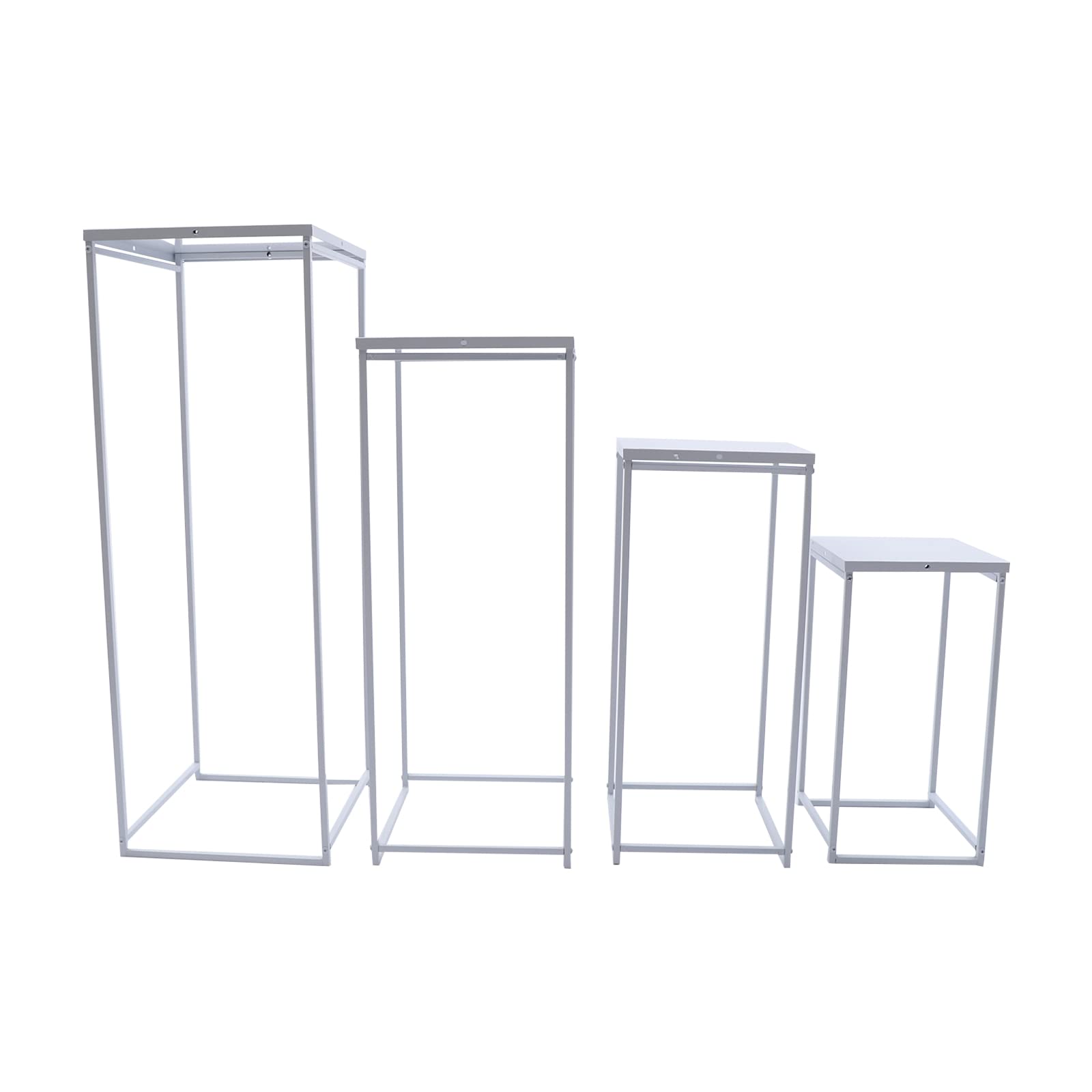 4 soportes de metal para flores, color blanco