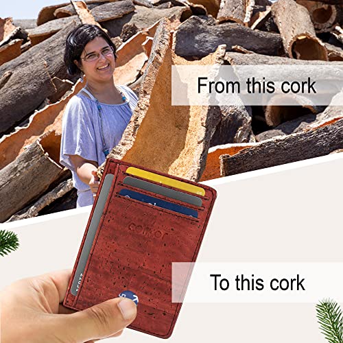 Image of Corkor Cork Card Holder Men - Cork Wallet - Vegan Leather - Minimalist Slim Front Pocket RFID