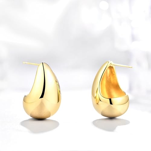 Miniatura 4 de Waterdrop Earring for Women Trendy, Chunky Gold Hoop Drop Stud Earrings, Hypoallergenic Lightweight Dangle Earring for Womens