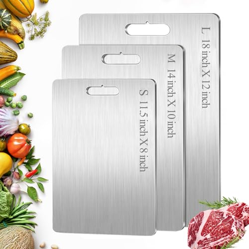 Titanium Cutting Board, 100% Pure Titanium Cutting Boards for Kitchen, Double Sided Food-Grade...