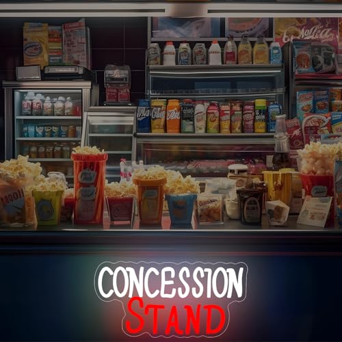 Image of Concession Stand Neon Sign for Wall Decor Baseball Birthday Party Neon Sign Dimmable Concession Stand Sign for Party Favors Baseball Birthday Party
